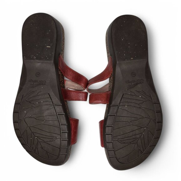 Dansko Rosie Red Leather Sandals Women's Buckled Strap Slide Strappy Summer 41 - Picture 7 of 8